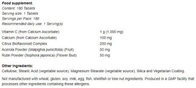 NOW Foods Vitamin C-1000 Complex - Buffered with 250 mg Bioflavonoids [180 Таблетки, 180 Дози]