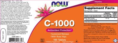NOW Foods Vitamin C-1000 with Rose Hips / Sustained Release [100 Таблетки]
