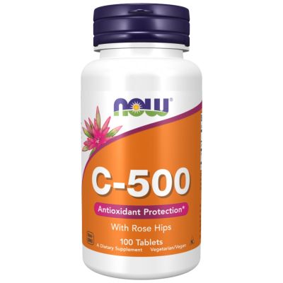 NOW Foods Vitamin C-500 with Rose Hips [100 Таблетки, 100 Дози]
