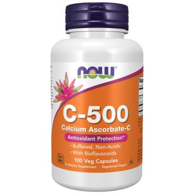 NOW Foods Vitamin C-500 | Calcium Ascorbate-C [100 капсули, 100 Дози]
