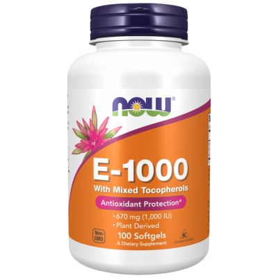 NOW Foods Vitamin E-1000 Natural [100 Гел капсули, 100 Дози]