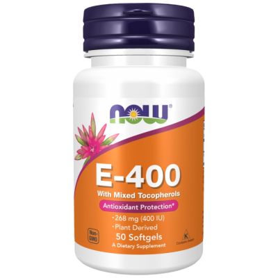 NOW Foods Vitamin E-400 IU MT [50 Гел капсули]