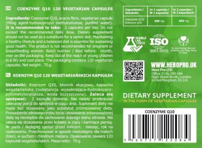 Hero.Lab Coenzyme Q10 Pure | CoQ10 600 mg - Ubichinon [120 капсули, 60 Дози]