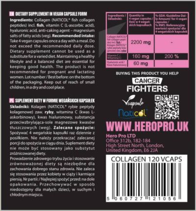 Hero.Lab Collagen | Marine Collagen + Hyaluronic Acid & Vitamin C [120 капсули, 30 Дози]