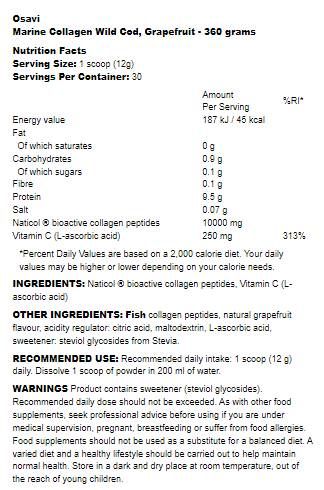 Osavi Marine Collagen | Naticol® Bioactive Collagen Peptides from Wild Atlantic Cod [360 грама, 30 Дози]