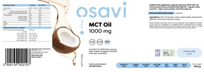 Osavi MCT Oil 1000 mg | C8 + C10 [120 Гел капсули, 120 Дози]