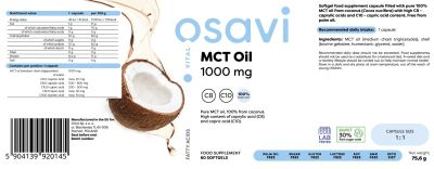 Osavi MCT Oil 1000 mg | C8 + C10 [60 Гел капсули, 60 Дози]