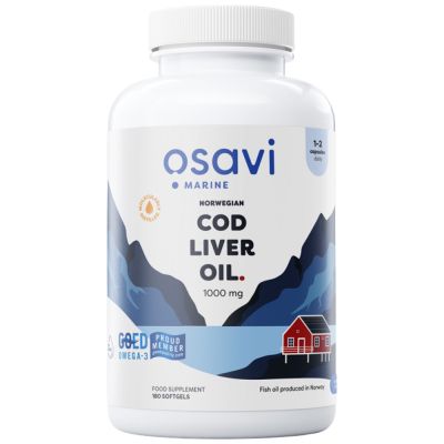 Osavi Norwegian Cod Liver Oil 1000 mg | Lemon Flavored [180 Гел капсули, 180 Дози]