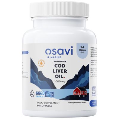 Osavi Norwegian Cod Liver Oil 1000 mg | Lemon Flavored [60 Гел капсули, 60 Дози]