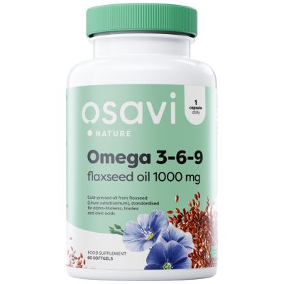 Osavi Omega 3-6-9 Flaxseed Oil 1000 mg [60 Гел капсули, 60 Дози]