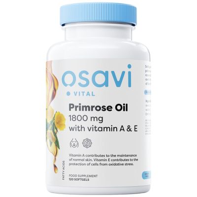 Osavi Primrose Oil 1800 mg | with Vitamin A & E [120 Гел капсули, 40 Дози]