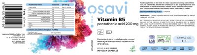 Osavi Vitamin B5 | Pantothenic Acid 200 mg [90 капсули, 90 Дози]