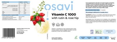Osavi Vitamin C 1000 | with Rutin & Rose Hip [120 капсули, 60 Дози]