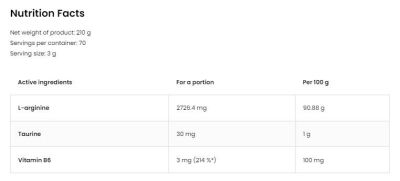 OstroVit Arginine Powder [210 грама, 70 Дози]