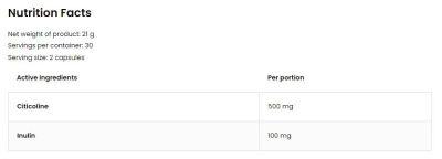 OstroVit Citicoline 250 mg [60 капсули, 30 Дози]