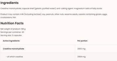 OstroVit Creatine Monohydrate 3300 [400 капсули, 133 Дози]