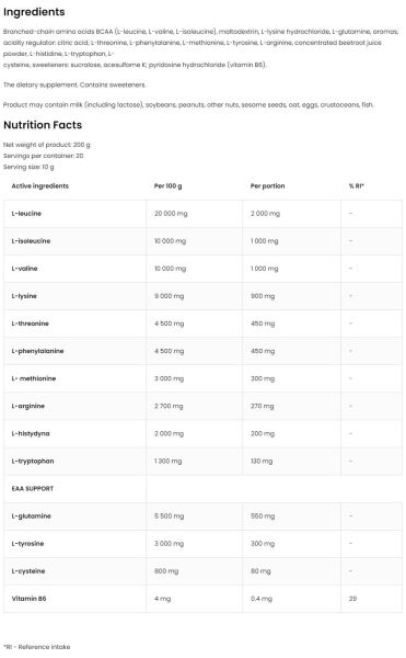 OstroVit EAA / Essential Amino Acids [200 грама, 20 Дози]