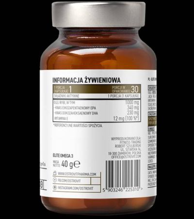 OstroVit Elite Omega 3 1000 mg + Vitamin E [30 Гел капсули, 30 Дози]