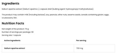 OstroVit Galium Aparine 700 mg | Vege - Еньовче [90 капсули, 90 Дози]