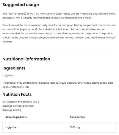 OstroVit Glycine Powder [200 грама, 200 Дози]