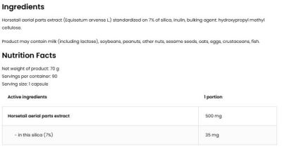 OstroVit Horsetail 500 mg / Vege [90 капсули, 90 Дози]