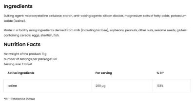 OstroVit Iodine 200 mcg | Potassium Iodide [120 Таблетки, 120 Дози]