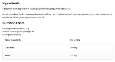 OstroVit L-Theanine 200 mg | Vege [90 капсули, 90 Дози]