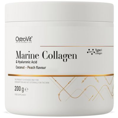 OstroVit Marine Collagen & Hyaluronic Acid Powder | with Vitamin C [200 грама, 40 Дози]