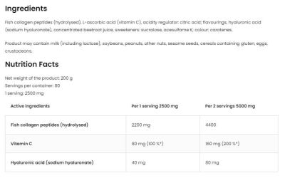OstroVit Marine Collagen & Hyaluronic Acid Powder | with Vitamin C [200 грама, 40 Дози]