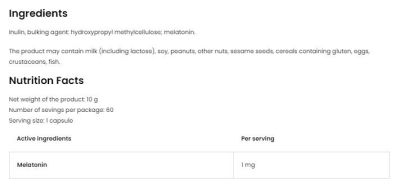 OstroVit Melatonin 1 mg [60 капсули, 60 Дози]