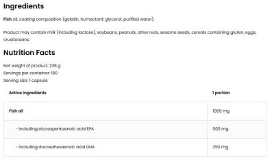 OstroVit Omega 3 Extreme | 75% EPA + DHA [180 Гел капсули, 180 Дози]
