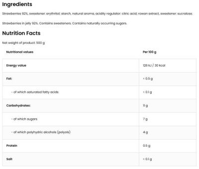 OstroVit Strawberry Jelly | 92% Real Fruits ~ No Added Sugar [500 грама]