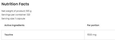 OstroVit Taurine 1500 [120 капсули, 120 Дози]