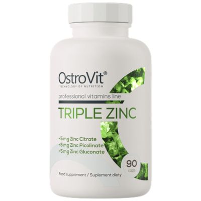 OstroVit Triple Zinc / Gluconate + Picolinate + Citrate [90 капсули, 90 Дози]