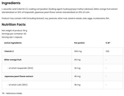 OstroVit Vitamin C + Hesperidin + Rutin [60 капсули, 60 Дози]