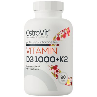 OstroVit Vitamin D3 1000 IU + K2 50 mcg [90 Таблетки, 90 Дози]