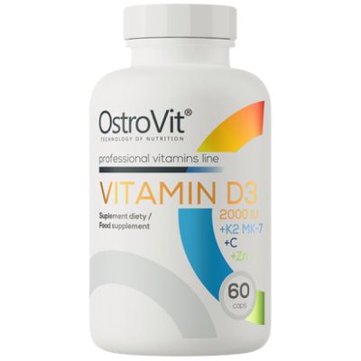 OstroVit Vitamin D3 2000 + K2 MK-7 / + Vitamin C + Zinc [60 капсули, 60 Дози]