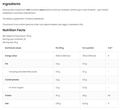 OstroVit Whey Protein Isolate [700 грама, 23 Дози]