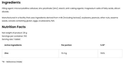 OstroVit Zinc Picolinate 15 mg [150 Таблетки, 150 Дози]