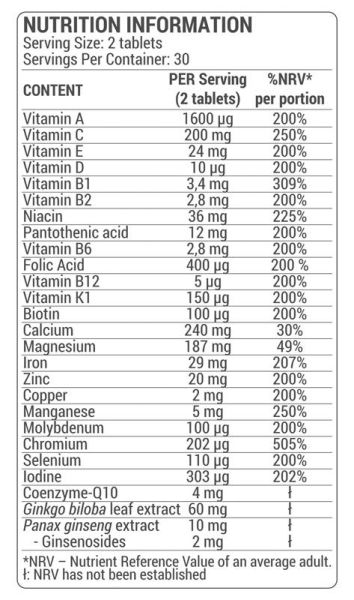 Dorian Yates Nutrition Multivitamin Complex [60 Таблетки, 30 Дози]