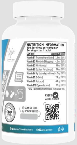 Dorian Yates Nutrition Vitamin B Complex [100 Таблетки, 100 Дози]