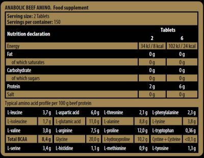 Kevin Levrone Anabolic Beef Amino [300 Таблетки, 150 Дози]