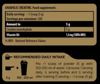 Kevin Levrone Anabolic Creatine | Creatine Monohydrate Powder [1000 грама, 200 Дози]
