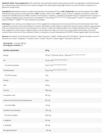 Kevin Levrone Black Line / Anabolic Mass Gainer [7000 грама, 70 Дози]