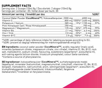 SWEDISH Supplements Electrolytes Clear | Hydration Formula with Pink Himalayan Salt & CocoMineral® [240 грама, 30 Дози]