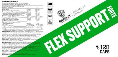 SWEDISH Supplements Flex Support Forte | with UC-II® [120 капсули, 30 Дози]