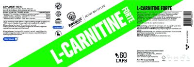 SWEDISH Supplements L-Carnitine Forte / Carnipure® + Acetyl [60 капсули, 30 Дози]