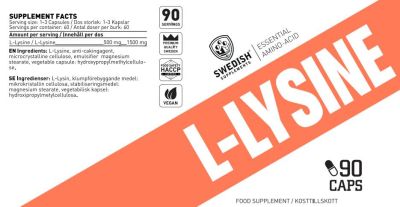 SWEDISH Supplements L-Lysine 500 mg [90 капсули, 90 Дози]