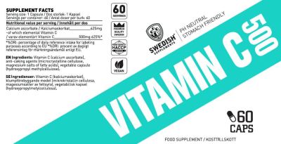 SWEDISH Supplements Vitamin C 500 mg [60 капсули, 60 Дози]