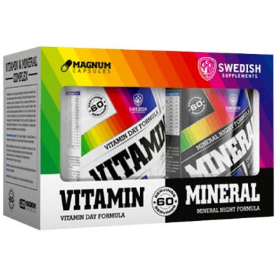 SWEDISH Supplements Vitamin Day Formula & Mineral Night Formula Complex [2 x 120 капсули, 60 Дози]